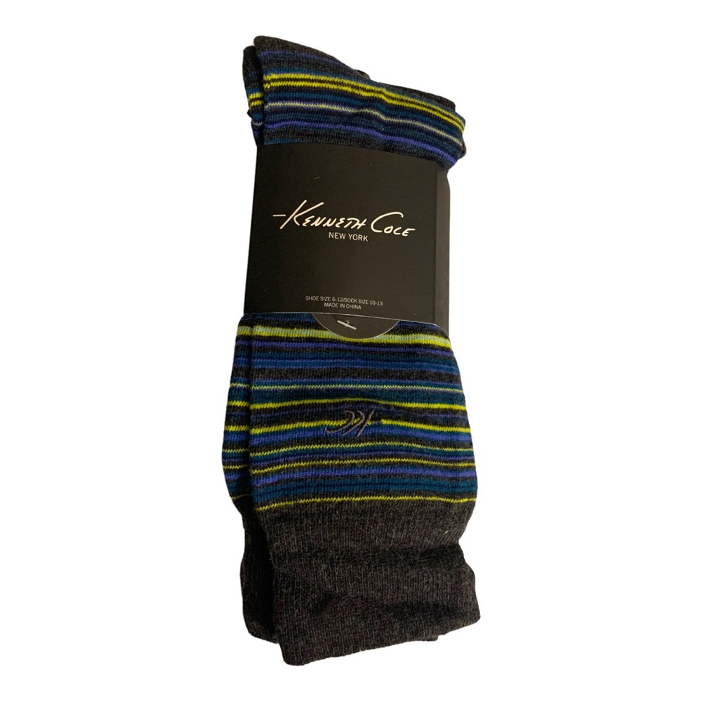 NWT Kenneth Cole New York Striped Thick Dress Sport Socks 10-12